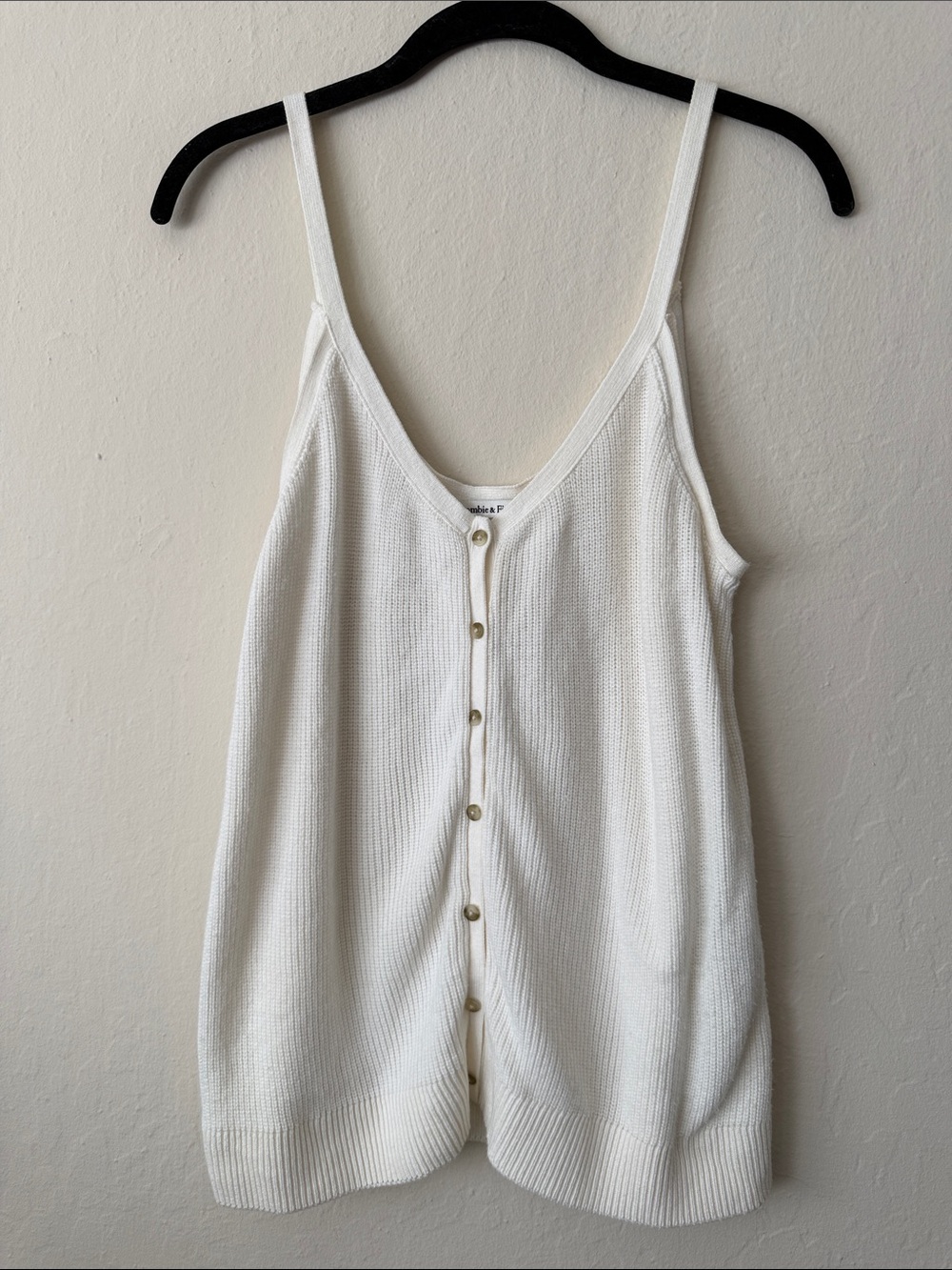 Abercrombie & Fitch Ivory Ribbed Button-Front Camisole